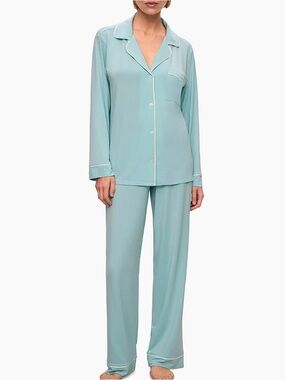 Eberjey || Gisele Long Pajama Set Pants Top Lounge Tencel Modal Canal Blue Small